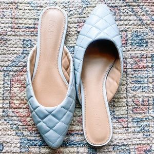 SOLD Powder Blue Quilted Mules Loft